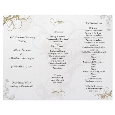 Floral Scrollwork Wedding Program Template by BlueHyd