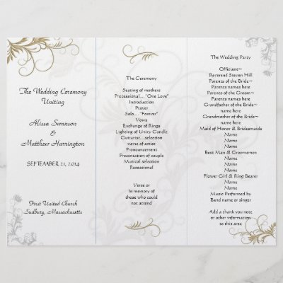 Floral Scrollwork Wedding Program Template Personalized Letterhead by 