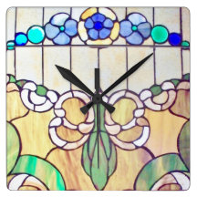 Floral Stained Glass Wall Clock