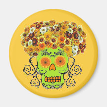 Floral Sugar Skull Fridge Magnets
