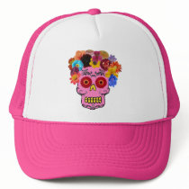 Floral Sugar Skull Trucker Hats