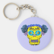 Floral Sugar Skull Keychains