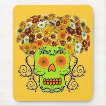 Floral Sugar Skull Mouse Pads