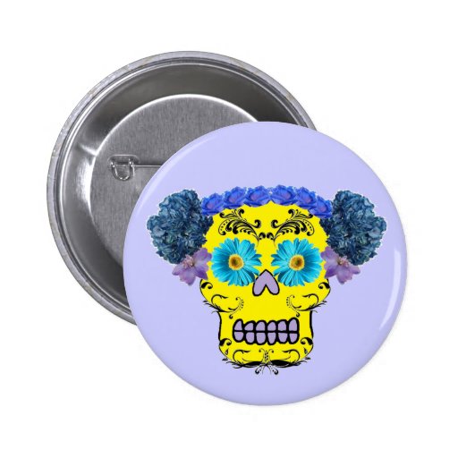 Floral Sugar Skull Pinback Buttons
