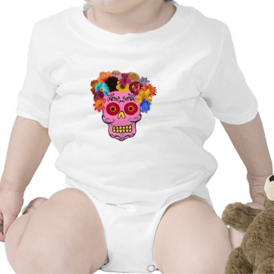 Floral Sugar Skull Tee Shirt by JuJuGarden