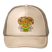 Floral Sugar Skull Trucker Hats