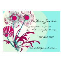 Floral Swirl Business Card -Rasberry Blue Sherbert