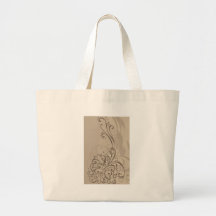 floral swirl design tote bag
