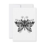 Floral Swirls Butterfly - Black & White Custom Invite