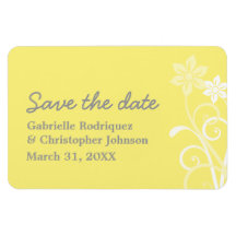 Floral Swirls Save the Date Magnet, Yellow