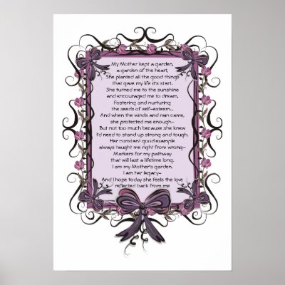 Floral Tulip framed Mothers Day Poem Print by ThreadHeadLTD