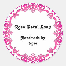 Floral Vintage Art Handmade Soap Labels Pink Stickers