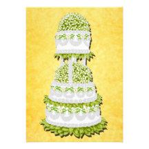 Floral Wedding Cake Gold Bridal Shower Invite