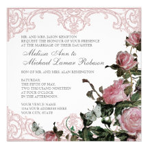Floral Wedding Invitation - Trellis Rose Vintage