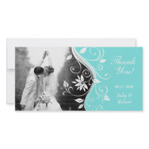Floral Wedding Thank You Card Custom Blue White Picture Card