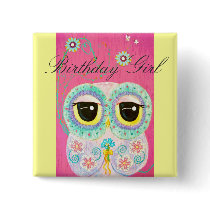 Floral Wishes - Birthday Girl Pinback Button
