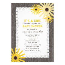 Floral Wood & Lace Inspired Baby Shower Invite