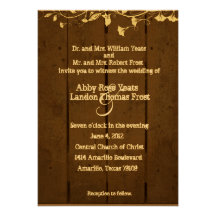 Floral Wood Wedding Invitation