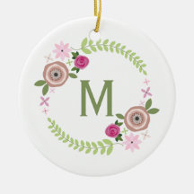 Floral Wreath Monogram Ornament