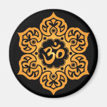 Floral Yellow and Black Aum Design Fridge Magnets