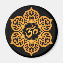 Floral Yellow and Black Aum Design Fridge Magnets