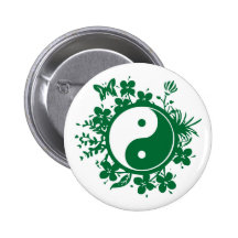 Floral Yin Yang Pinback Button