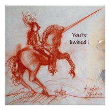 FLORENTINE KNIGHT ON HORSEBACK  parchment Announcement