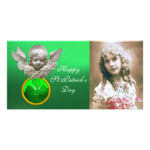 FLORENTINE RENAISSANCE ANGEL Green Shamrock  Gem Photo Card