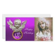 FLORENTINE RENAISSANCE ANGEL Purple Gem Monogram Photo Cards