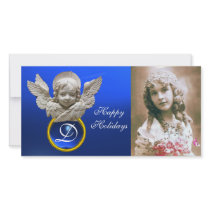 FLORENTINE RENAISSANCE ANGEL Sapphire Gem Monogram Photo Cards