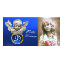 FLORENTINE RENAISSANCE ANGEL Sapphire Gem Monogram Photo Cards
