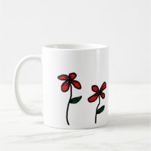 FLORES ROJAS TAZAS DE CAFÉ