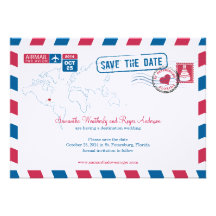 Florida Air Mail Wedding Save The Date Invitation