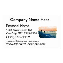 Florida Beach Scene People Running Orange Blue Business Card Template