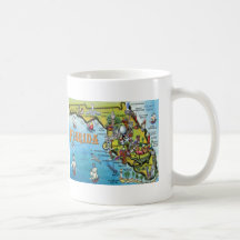Florida Cartoon Map Coffee Mugs