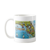 Florida Cartoon Map Coffee Mugs