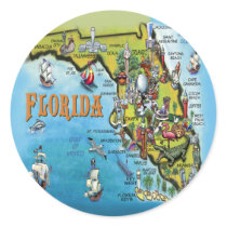 Florida Cartoon Map Stickers