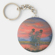Florida Everglades Fire Sky Keychains