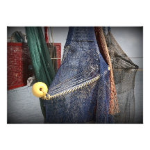 Florida fishing boat net closeup, faded version invites