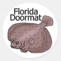 Florida Flounder Doormat Round Sticker