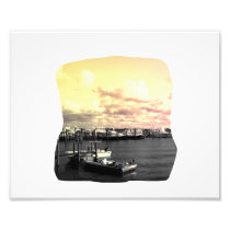Florida Marina Photo Yellow and Pink Sky