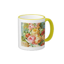 Florida Perfume Water with Cabbage Roses Coffee Mugs