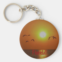 Florida! Seagulls in Gulf Sunset Keychains