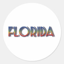 Florida Seaside - Rainbow Text Round Stickers
