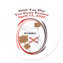 Florida Tax Day Tea Party Protest Round Sticker
