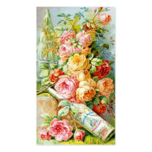 Florida Water Perfume Label with Cabbage Roses Business Card Templates