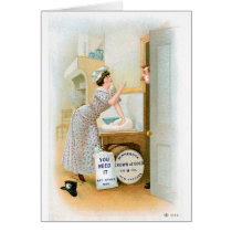 Flour Bakery Vintage Food Ad Art Greeting Cards