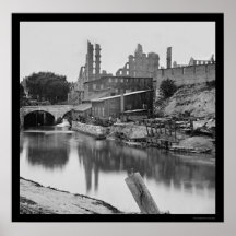 Flour Mill by the James River & Richmond, VA 1865 Poster