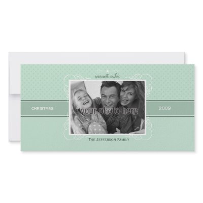 Flourish and Dots Christmas Photo Card in Blue by spinsugar