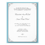 flourish blue; wedding custom invite